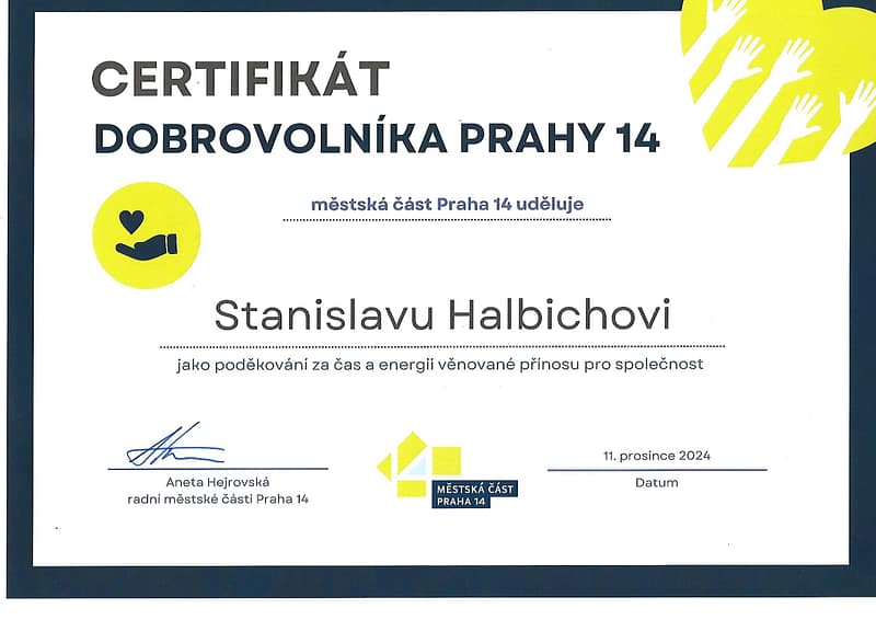 Nominace dobrovolník roku Prahy 14. 